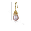 Elegant 18K Gold Plated Sterling Silver Freshwater Pearl Drop Earrings